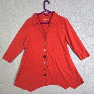 SOFT SURROUNDINGS WOMENS RED BLOUSE SIZE L